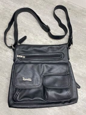 Rosetti Crossbody Bag Womens Medium Black Excellent Pebbled Vegan Leather Pocket